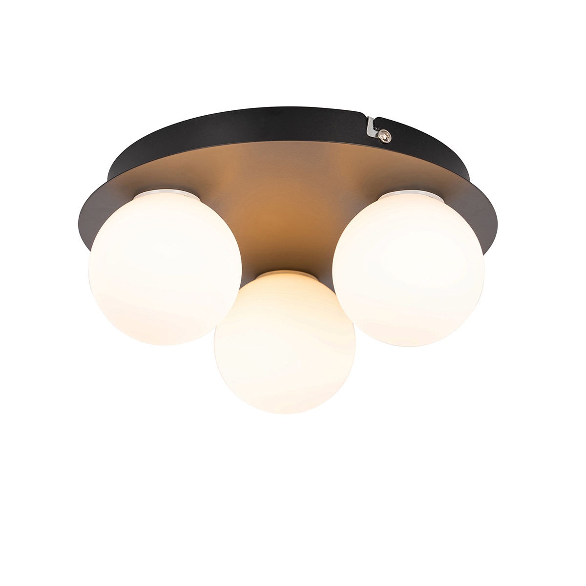 Plafonnier de salle de bain moderne noir 3 lumières - Cederic
