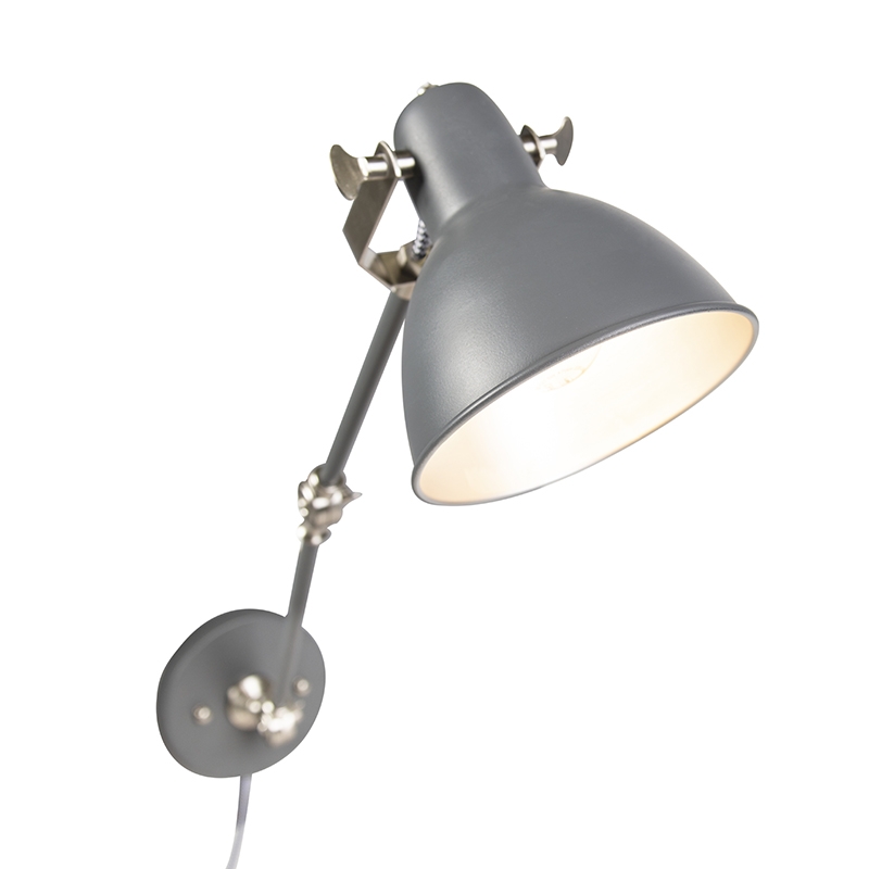 Lampada da parete industriale grigia regolabile - Dazzle