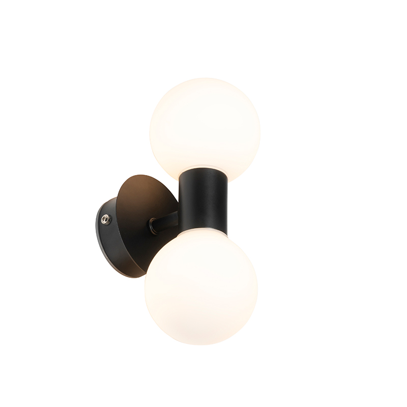 Lampada da parete moderna nera IP44 2 luci - Cederic