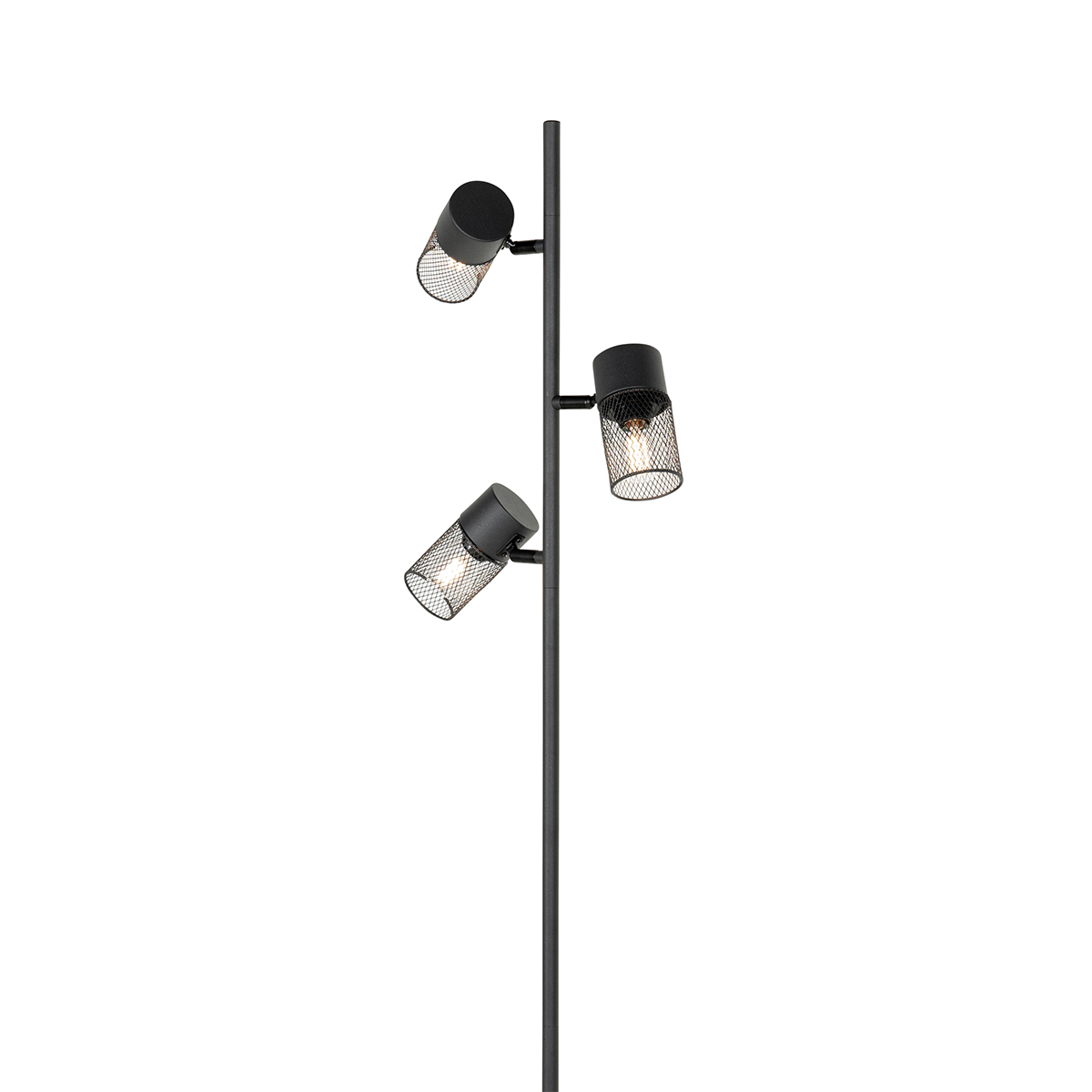 Lámpara de pie industrial negra 3 luces - Jim