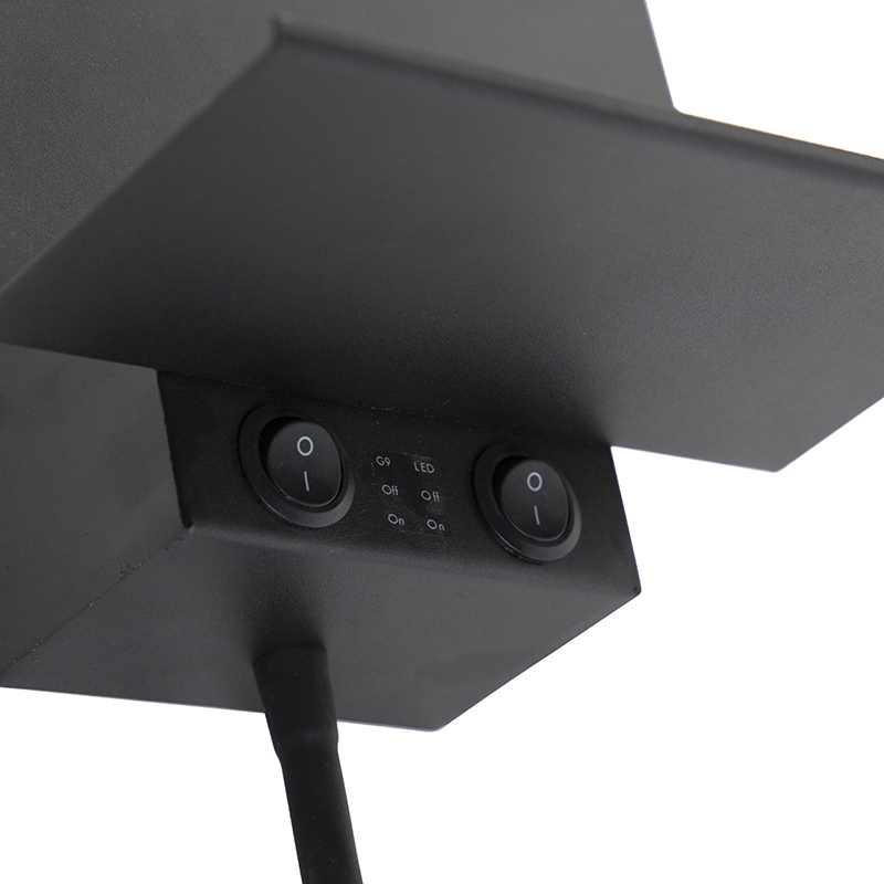 Applique murale moderne noire avec USB et bras flexible - Flero