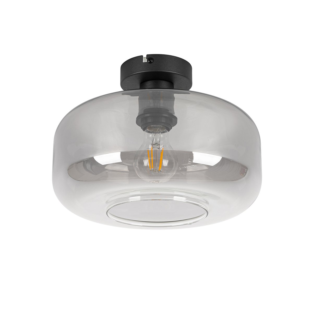 Art Deco Ceiling Light Black with Smoke Glass - Bizle