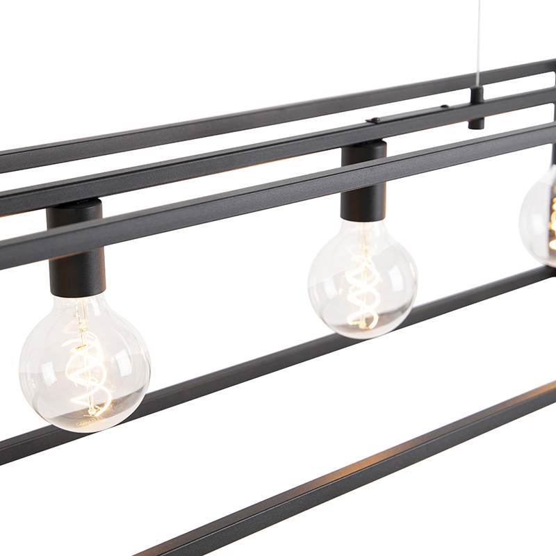 QAZQA Moderno Lámpara colgante moderna rectangular negra 5-luces - CAGE