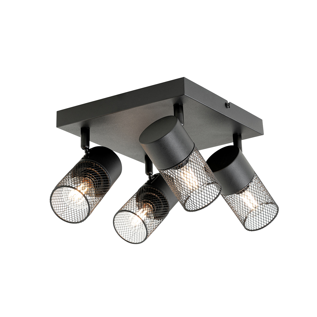 Faretto da soffitto industriale nero 4 luci orientabili - Jim