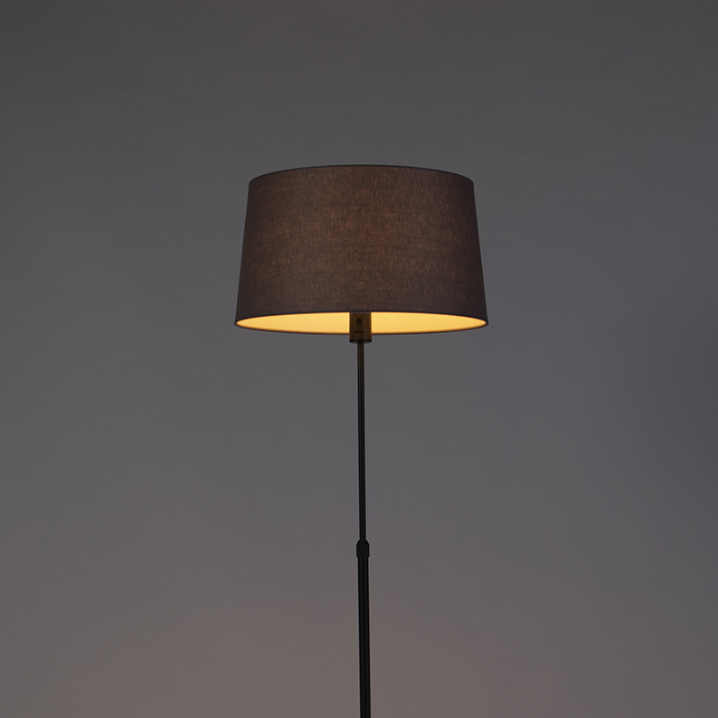 Lampadaire noir avec abat-jour en lin gris foncé 45 cm - Parte