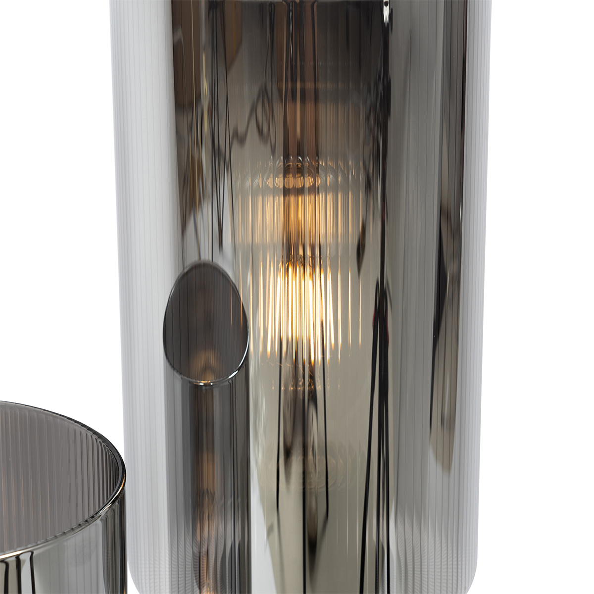 Lámpara de mesa Art Decó negra con cristal ahumado 2 luces - Laura