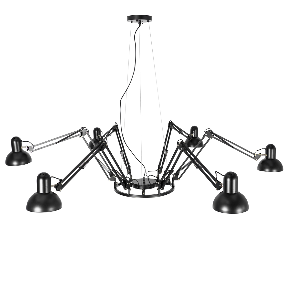 Suspension industrielle noire 6 lumières orientables - Hobby Spinne