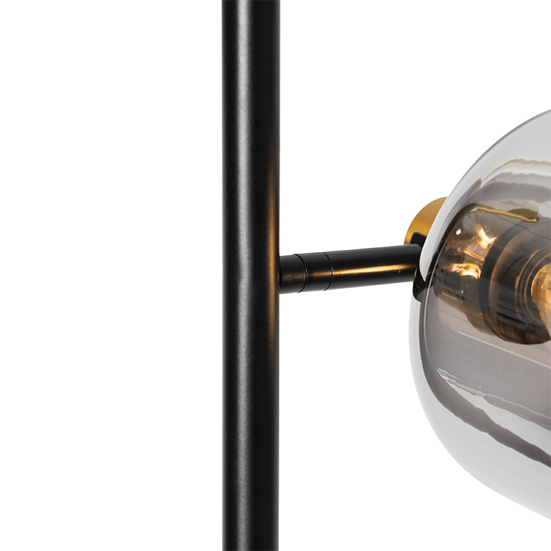 Lámpara de pie inteligente negra con cristal dorado y ahumado 3-luces incl. 3 Wifi P45 - Zuzanna