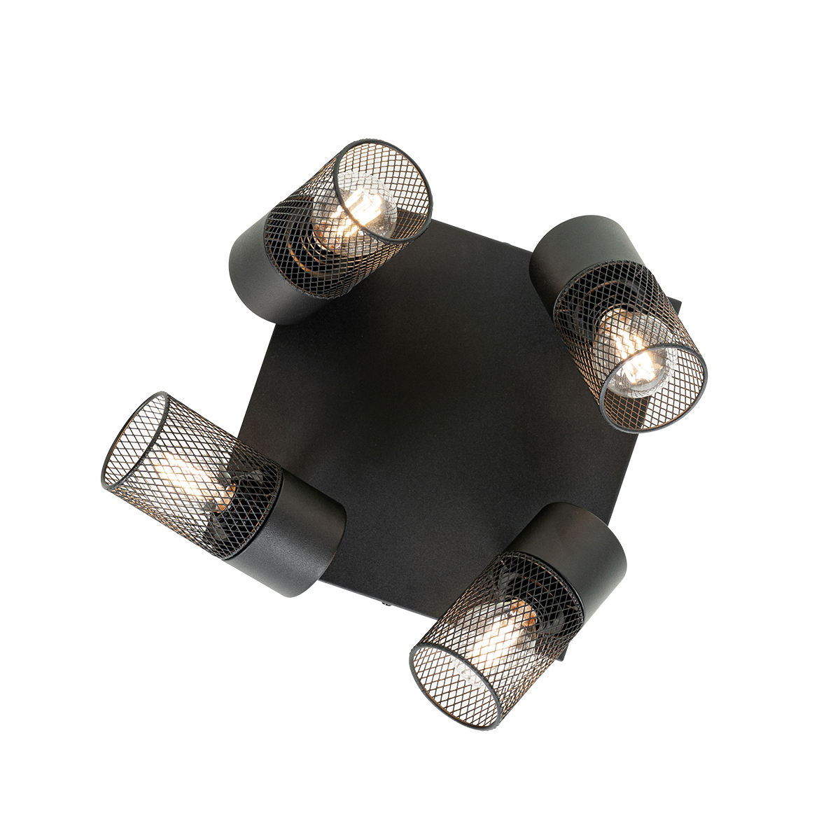 Faretto da soffitto industriale nero 4 luci orientabili - Jim