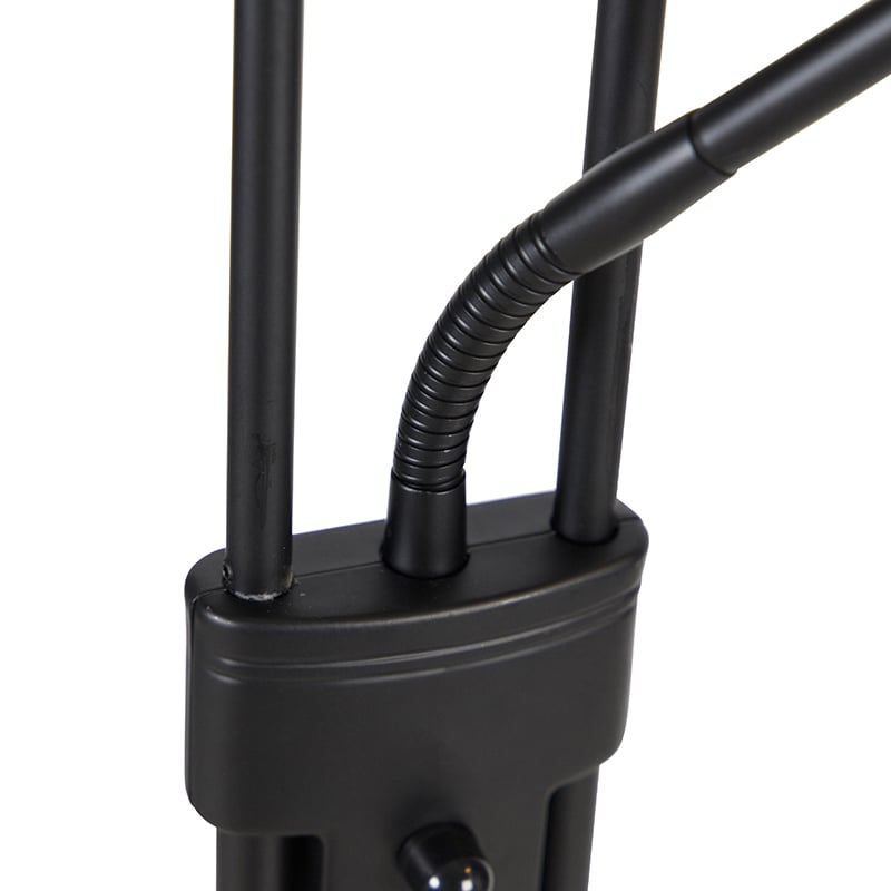 Lámpara pie negra LED y dimmer con lámpara de lectura tenue a cálida - EMPOLI