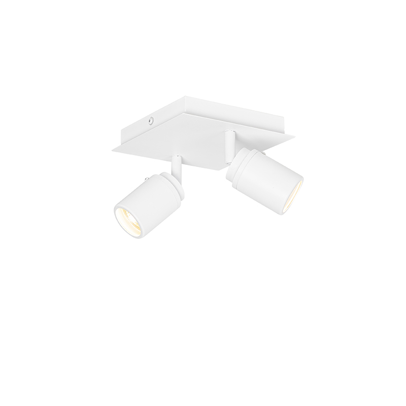 Foco moderno de baño blanco cuadrado 2-luces IP44 - Ducha