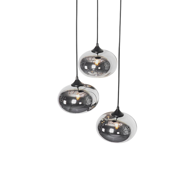 Qazqa Pallon Art Deco Pendelleuchte – 3-flammig, Rosa Glaskugeln, Messing, 45cm, Dimmbar, E27