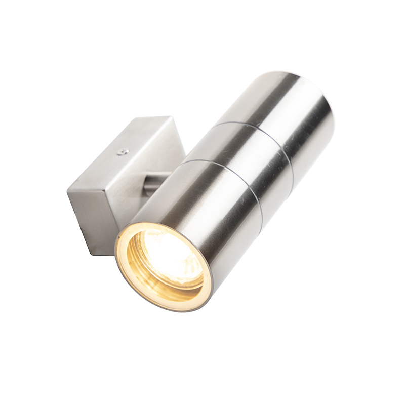 Lampada da parete per esterni in acciaio 2 luci IP44 - Duo