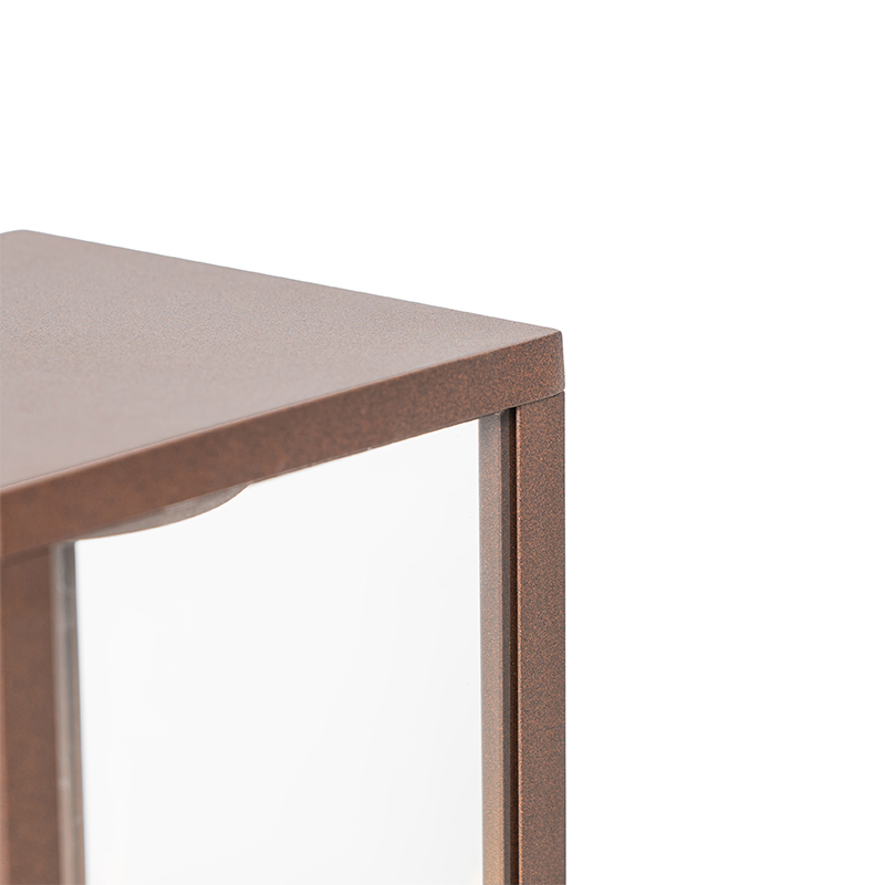 Lampe d'extérieur industrielle sur pied brun rouille 40 cm IP44 - Charlois