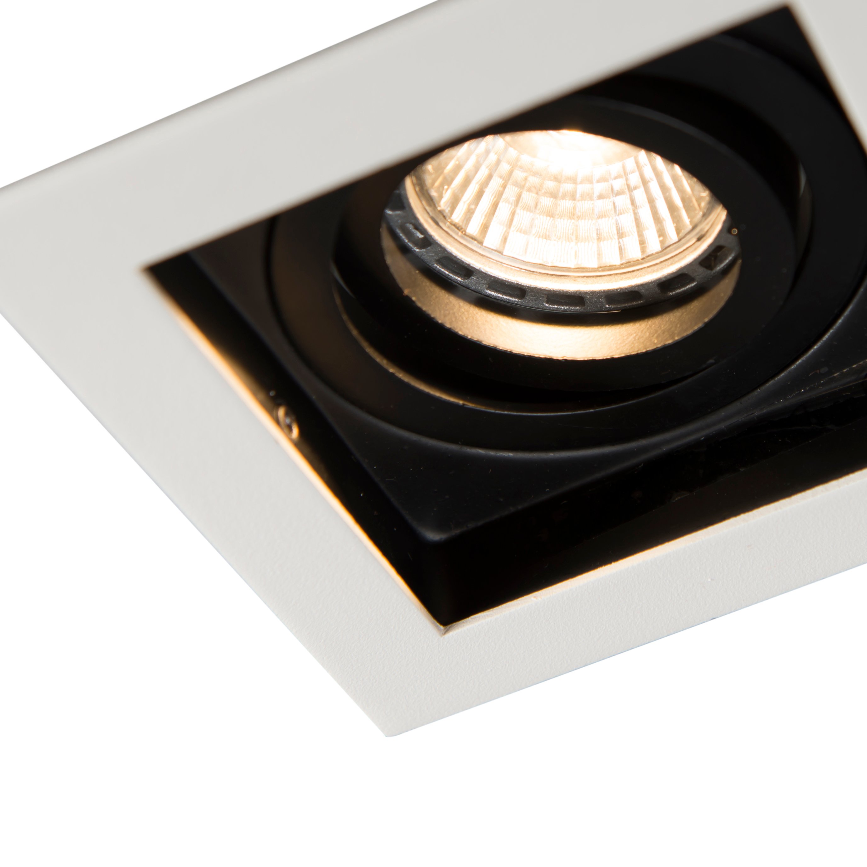Spot encastré moderne blanc avec noir réglable - Carree