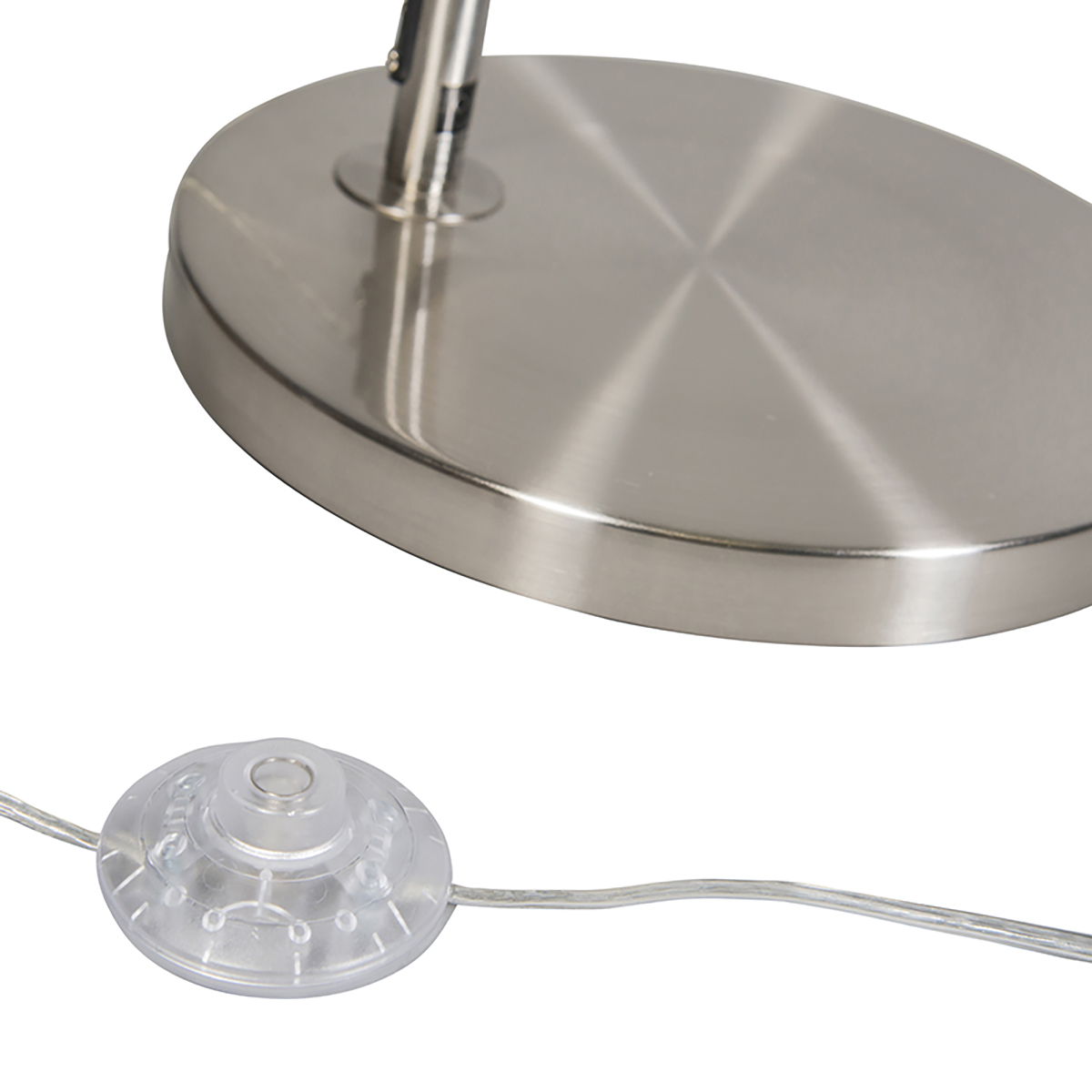 Smart Arc Lamp Steel with White Fabric Lampshade Incl. WiFi A60 - Arc Basic