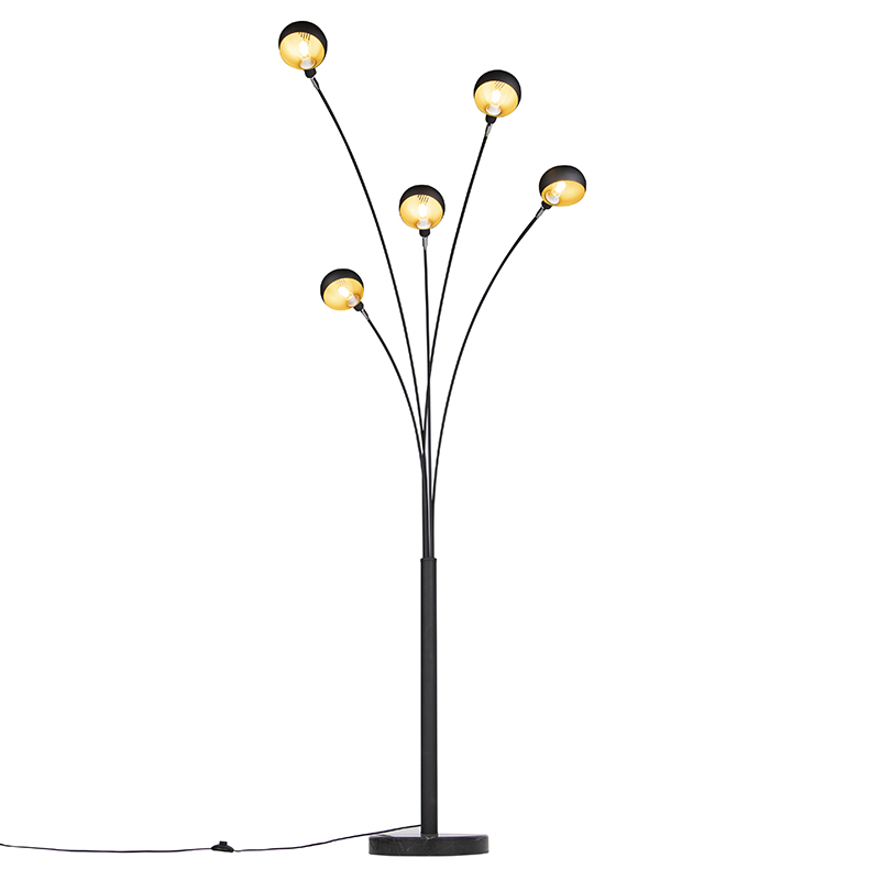 Lampadaire design noir 5 lumières - Sixties Marmo