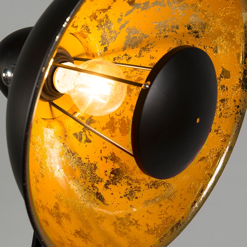 Lámpara de pie industrial trípode negro con dorado - MAGNA Basic 25