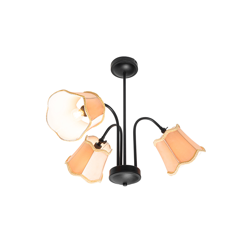 Classic Ceiling Light Black with Gold Lampshade 3-Light - Nona