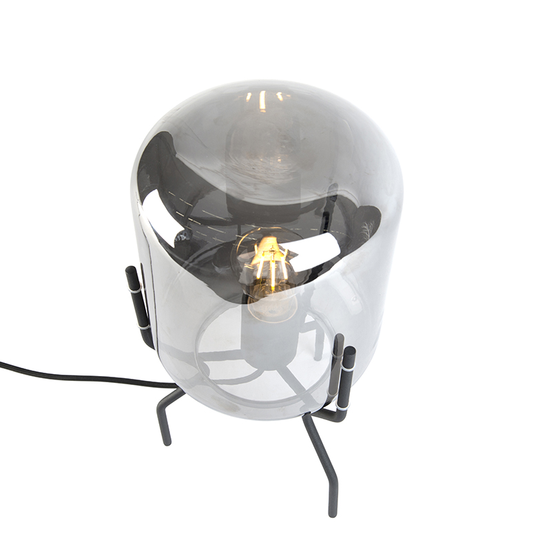 Lampada da tavolo di design nera con vetro fumé - Bliss