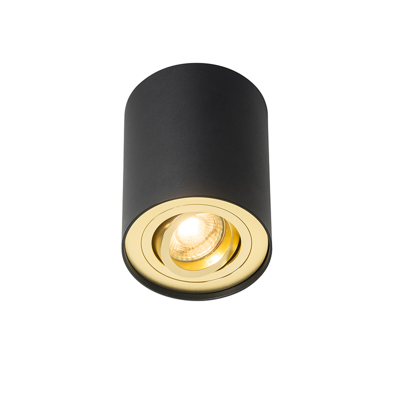 QAZQA Faretto rondoo up - Moderno - Alluminio,Acciaio - Nero/Ottone -  Cilindro Max. 1 x Watt