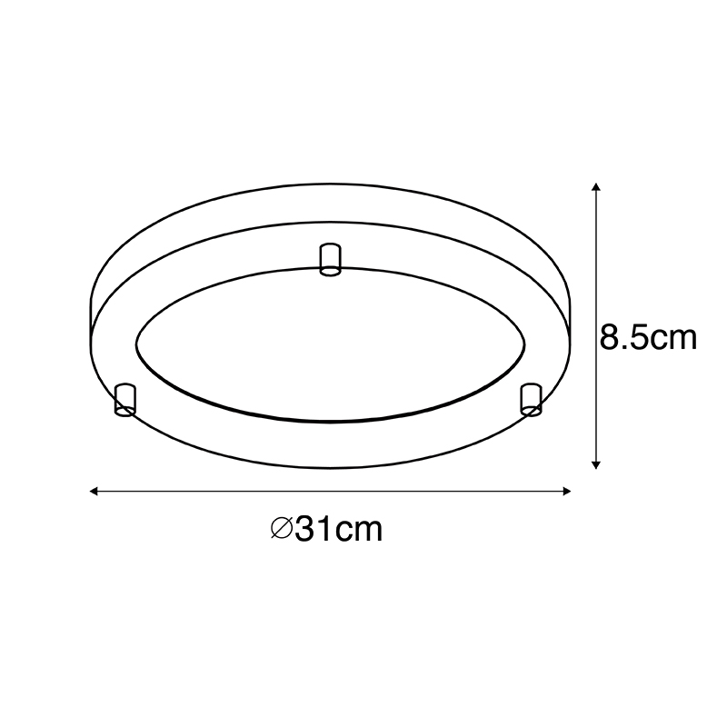 Plafonnier moderne doré 31 cm IP44 - Yuma