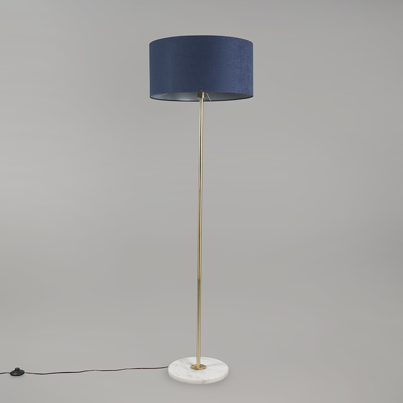 Lampada da terra in ottone paralume blu 50cm - KASO