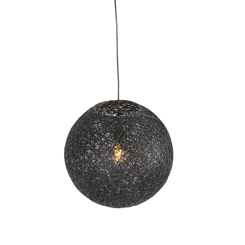 Design Pendant Lamp Black Sphere 45cm - Corda