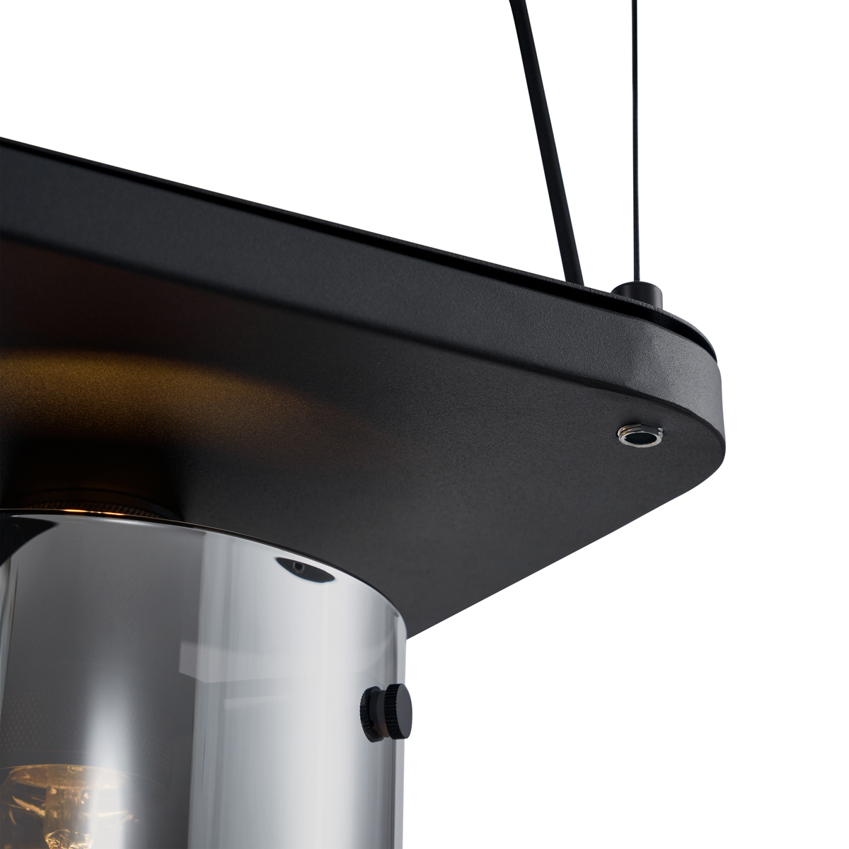 Lámpara colgante moderna negra con cristal ahumado de 5 luces - Hybrid