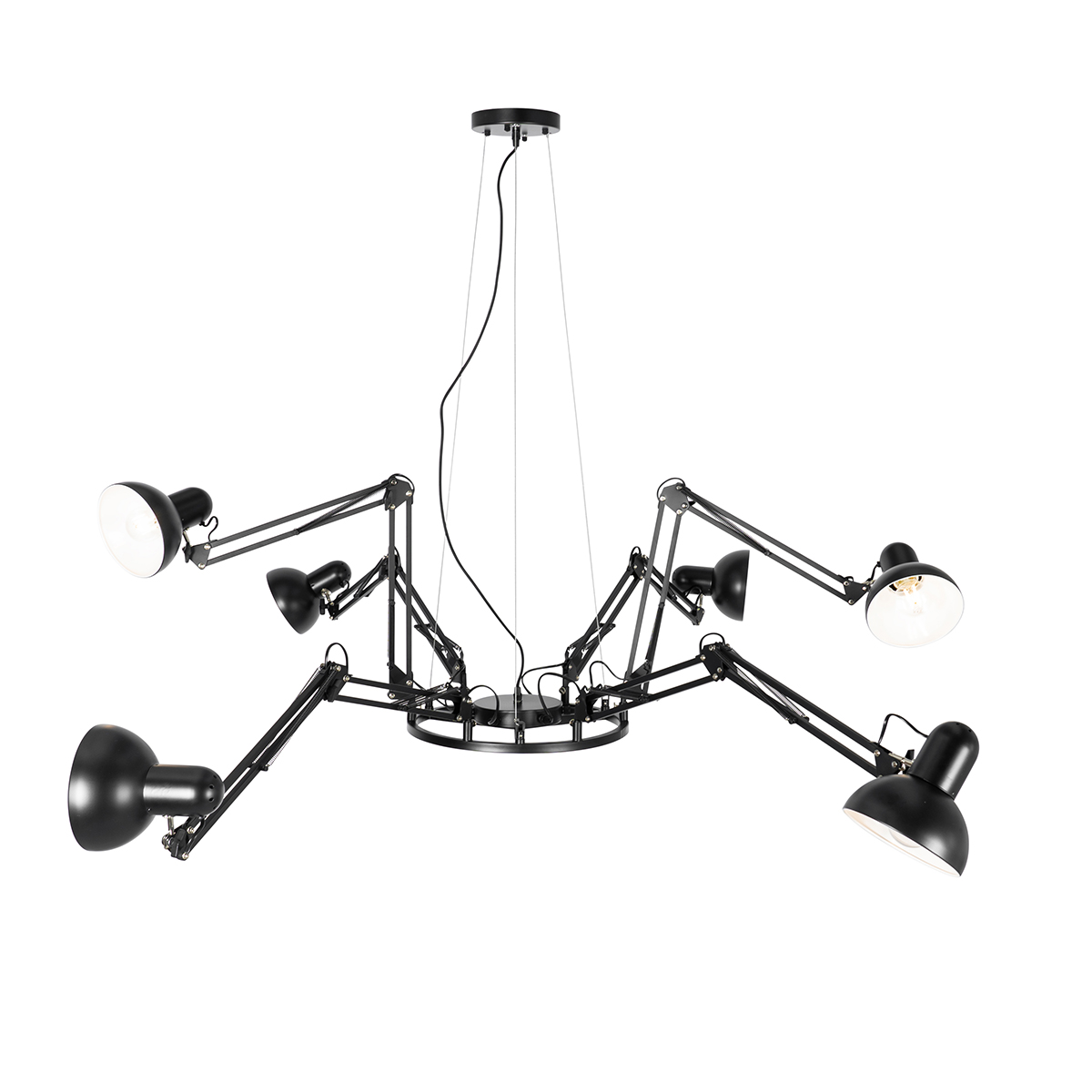 Suspension industrielle noire 6 lumières orientables - Hobby Spinne