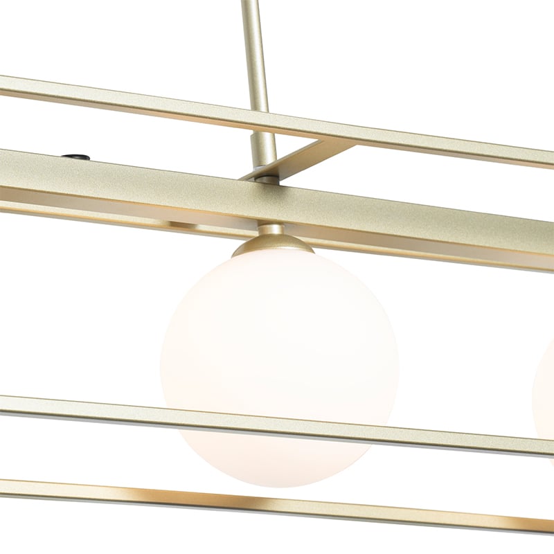 Lampada a sospensione di design oro con vetro bianco 4 luci - Aniek