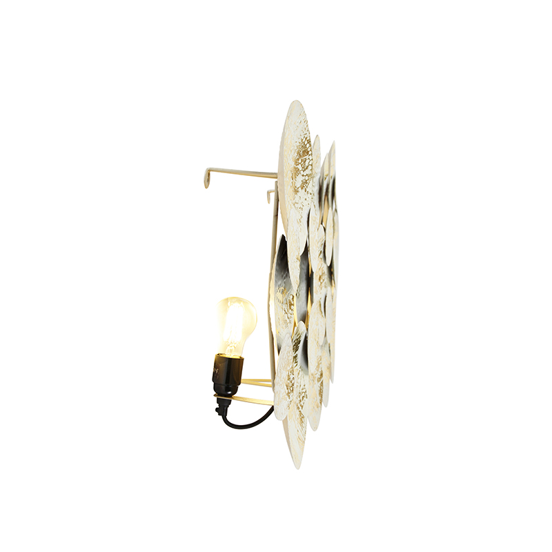Lampada da parete decorativa orientale oro con bianco 2 luci - Hikina