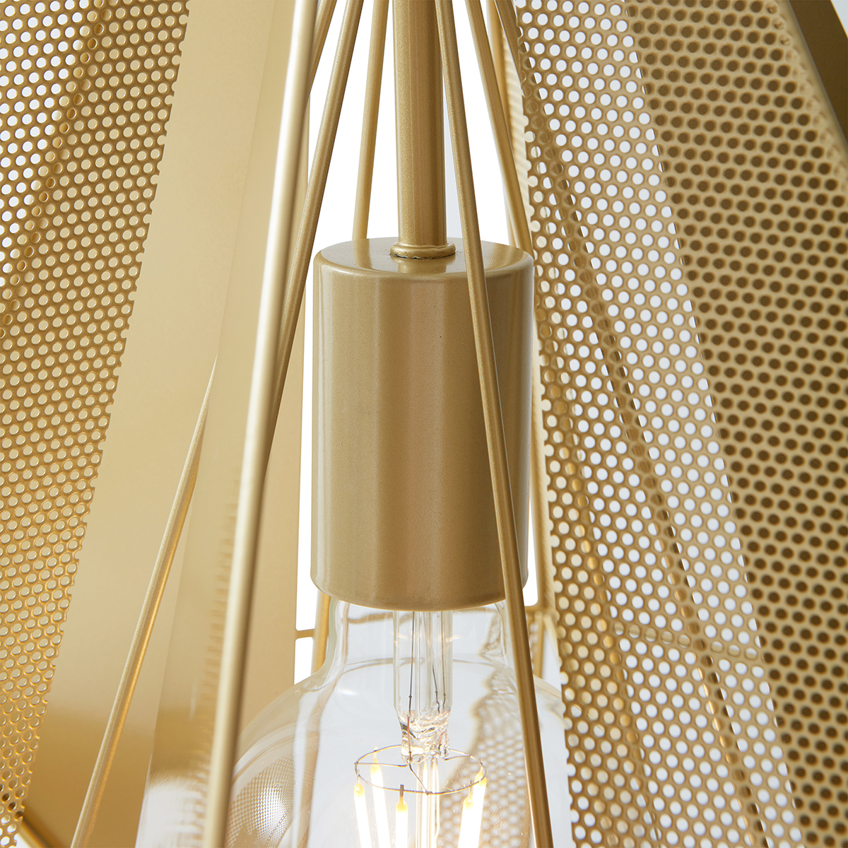 Lampada a sospensione industriale oro con rete 3 luci - Carcass