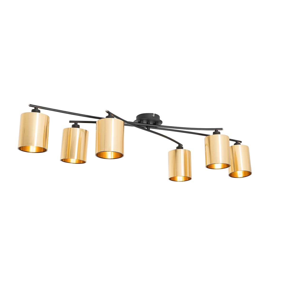 Plafoniera moderna nera con oro 6 luci - Lofty