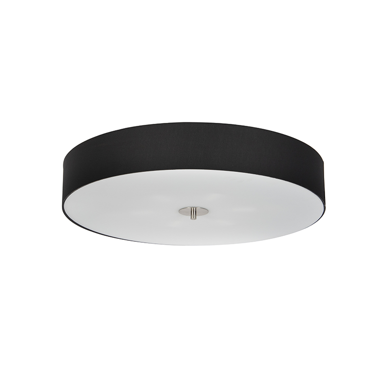 Plafonnier rond de style campagnard noir 70 cm - Drum