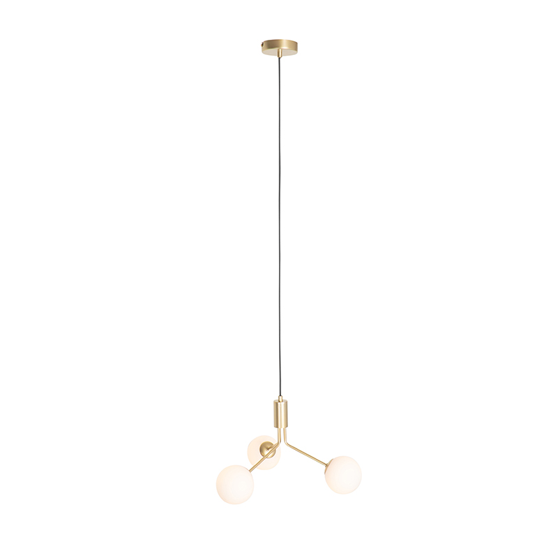 Art Deco Pendant Light Gold with Opal Glass 3-Light - Coby