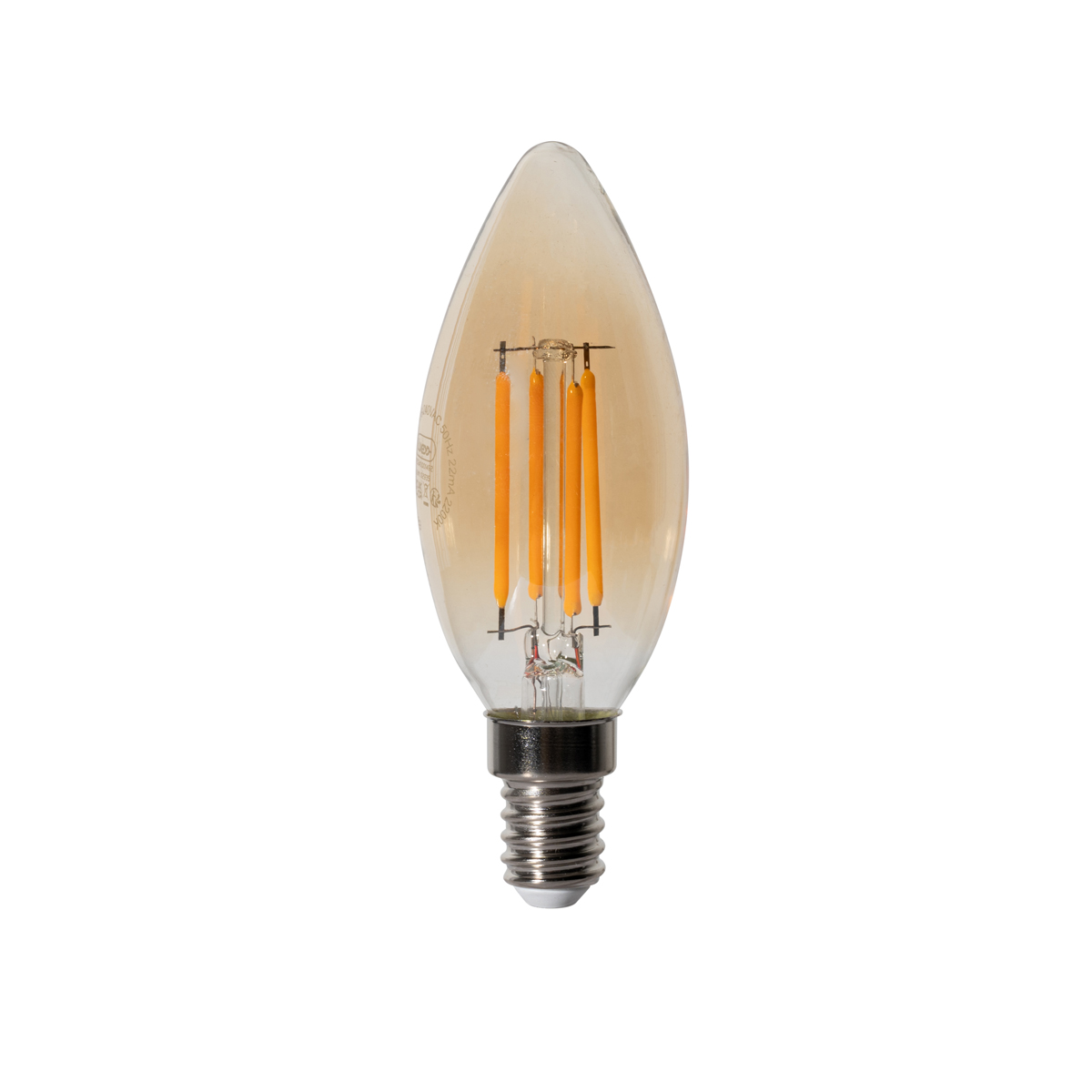 Bombilla LED E14 regulable B35 dorada 4W 450 lm 2200K