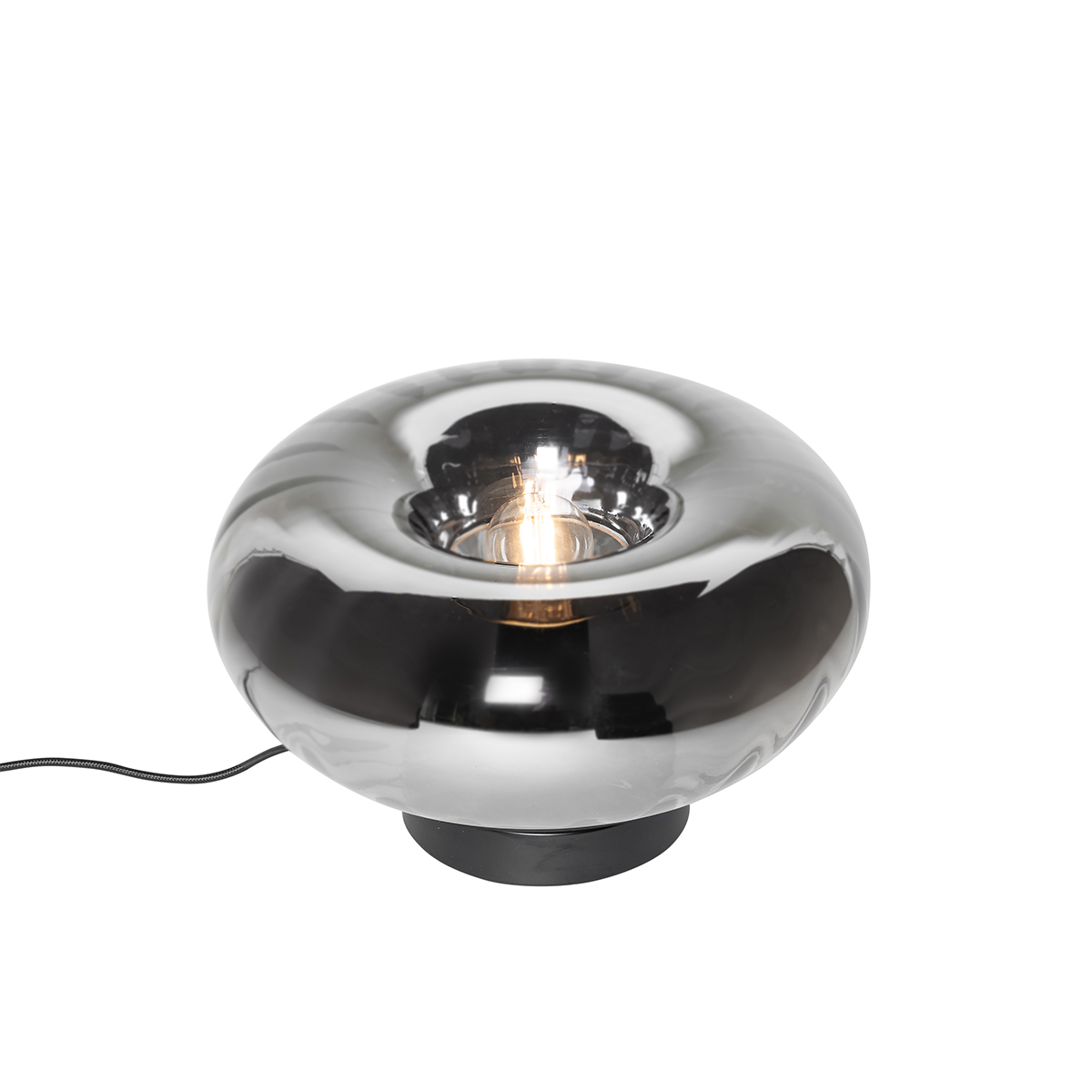 Lampada da tavolo Art Déco nera con vetro fumé - Ayesha