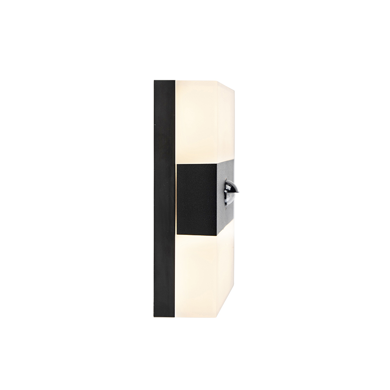 Lámpara de pared exterior negra IP44 con LED y sensor de movimiento - Dualy