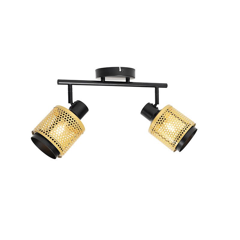 Industrie-Spot Schwarz mit Gold 2 Lichter - Kayden