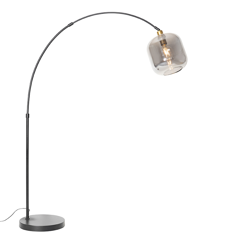Lampada ad arco Smart nera con vetro oro e fumé incl. WiFi G95 - Zuzanna