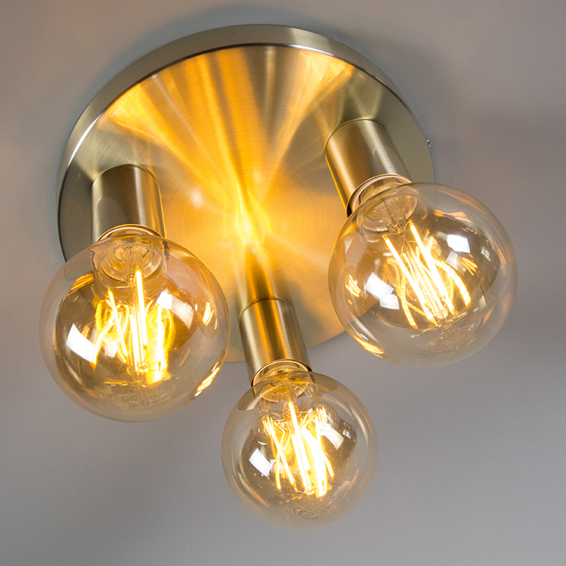 Art Deco Ceiling Lamp Gold Round - Facil 3