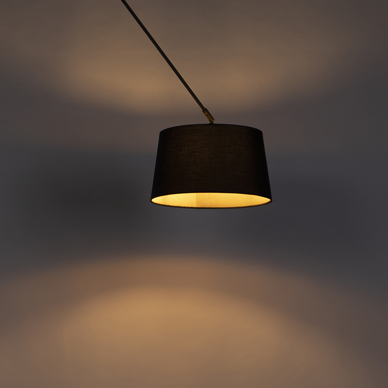 Hängelampe mit Baumwollschirm schwarz mit Gold 35 cm - Blitz I schwarz
