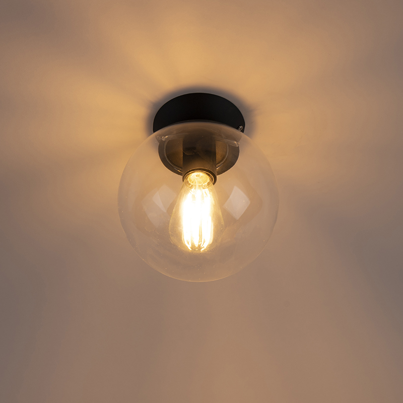 Art Deco Ceiling Lamp Black with Clear Glass - Pallon