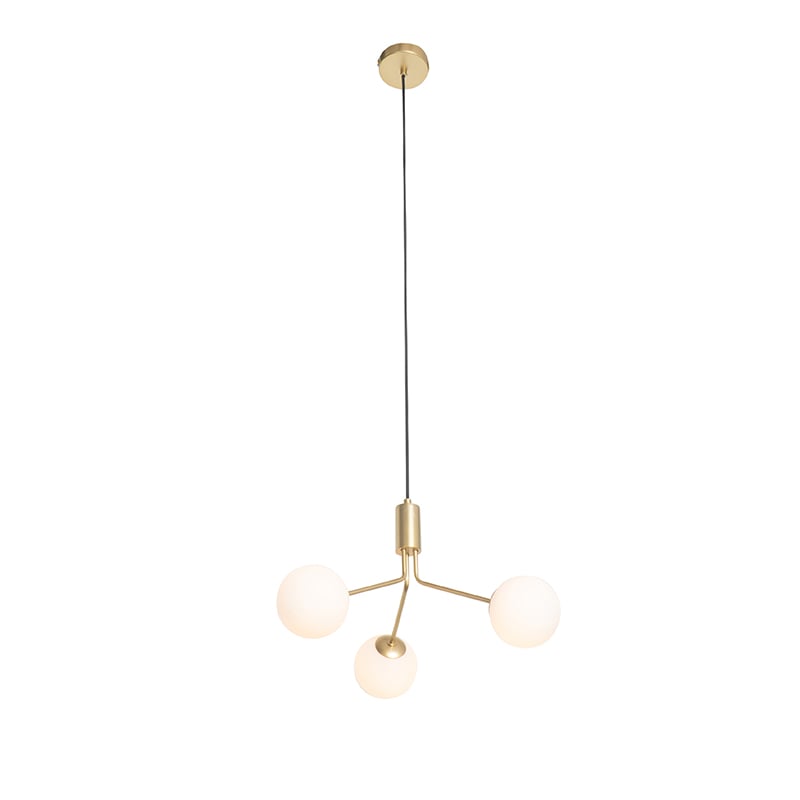 Art Deco Pendant Light Gold with Opal Glass 3-Light - Coby