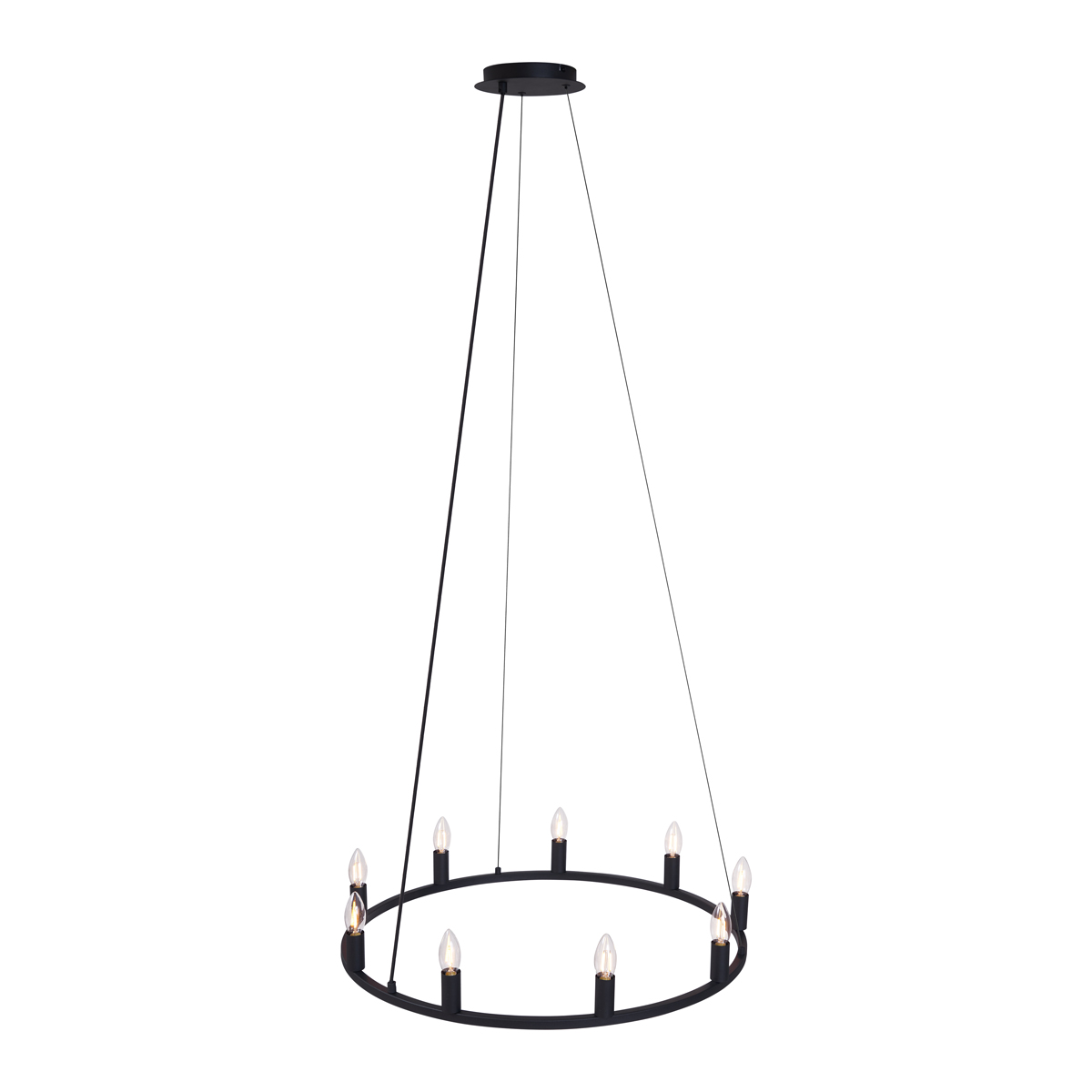 Lámpara colgante industrial negra de 9 luces - Knight