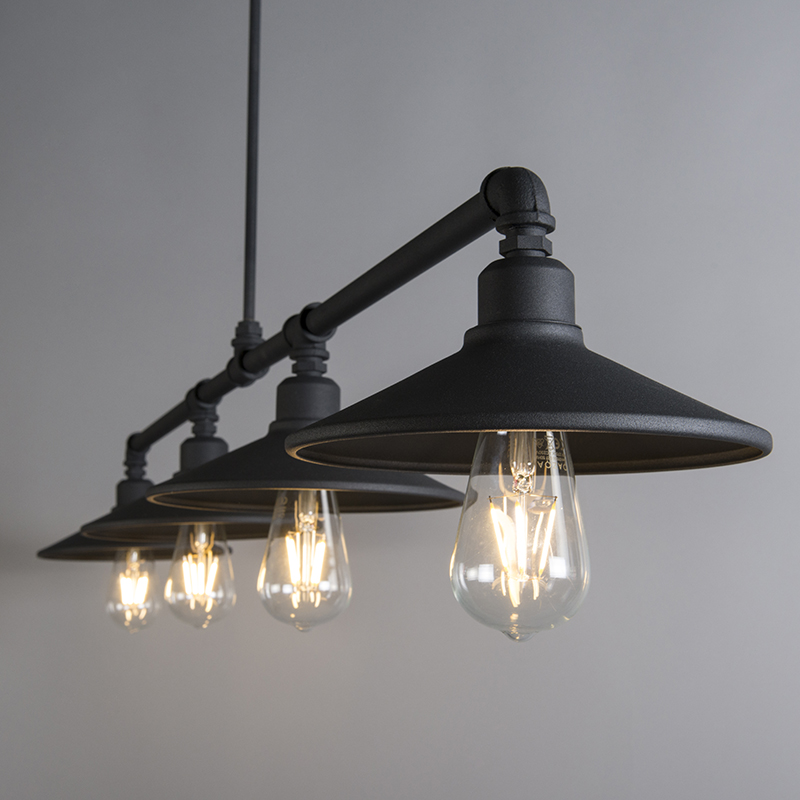 Lampe suspendue industrielle noir 4 Laser Qazqa Rustique Lampe suspendue industrielle noir 4 Laser Qazqa Rustique