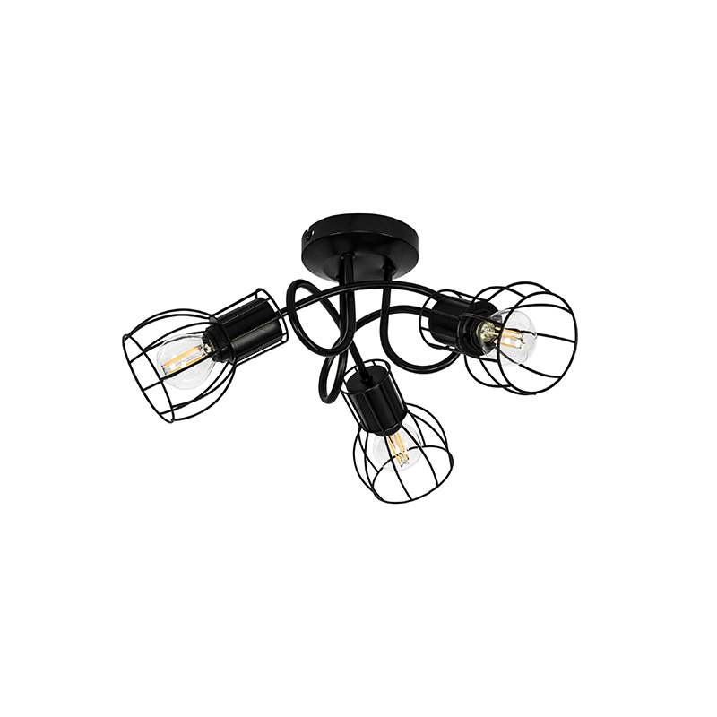 Modern Ceiling Spot Black 40 cm Round 3-Light - Botu