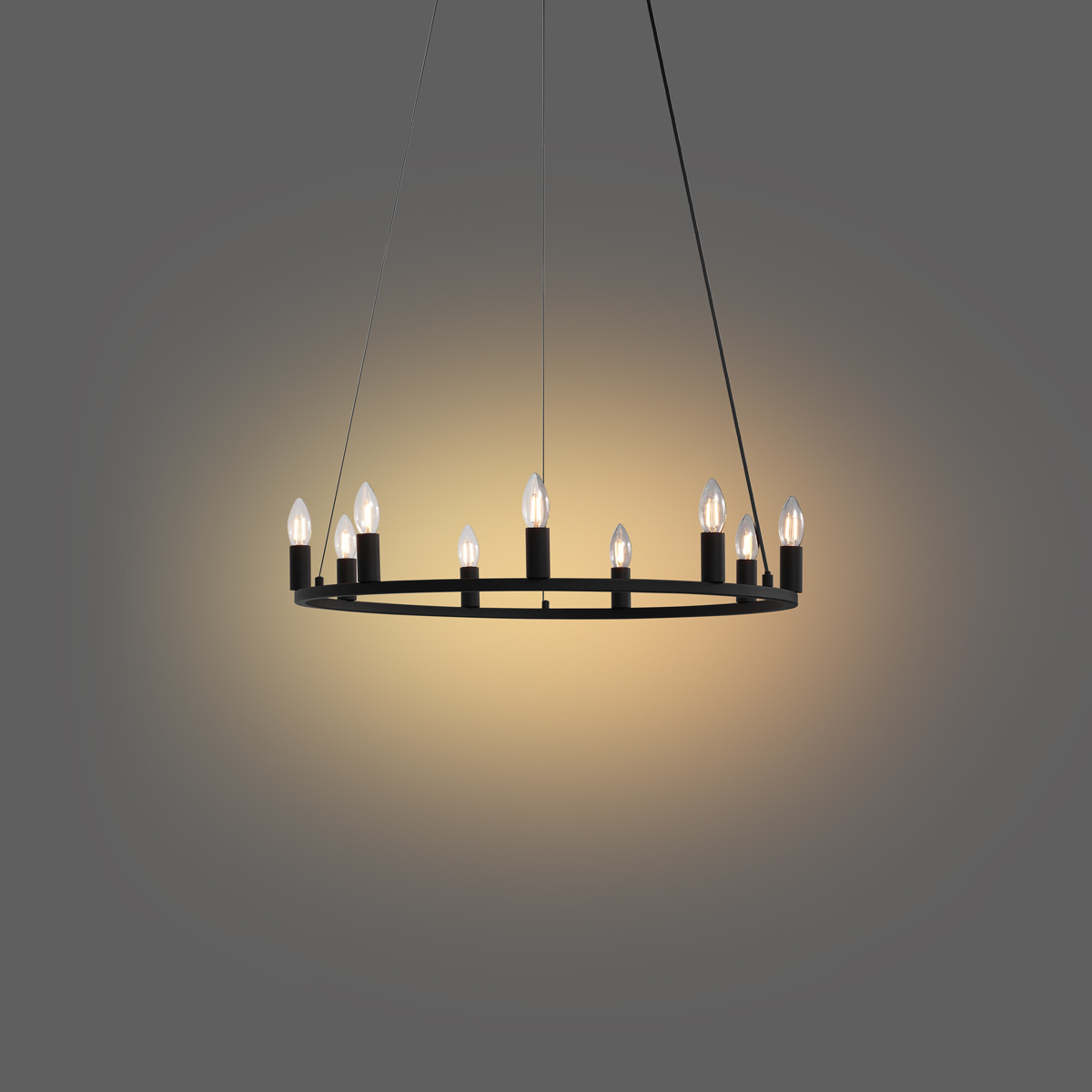Lámpara colgante industrial negra de 9 luces - Knight