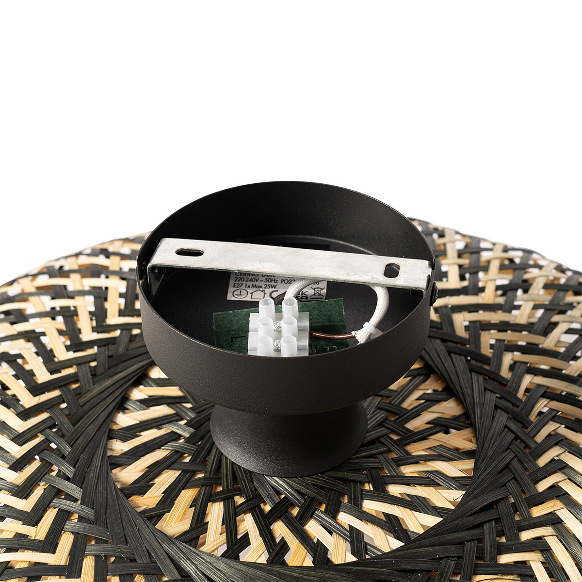 Lampada da soffitto orientale in bambù nero 40 cm - Ostrava